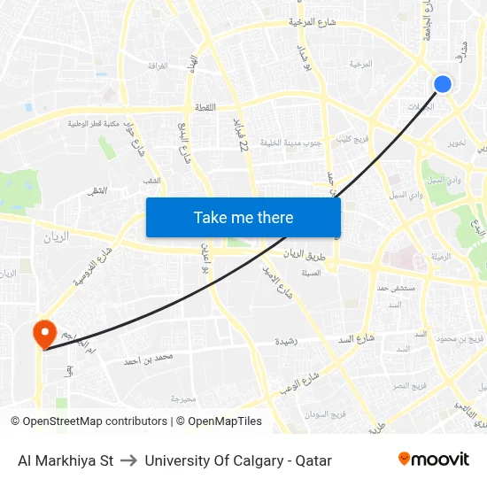 Al Markhiya St to University of Calgary - Qatar map