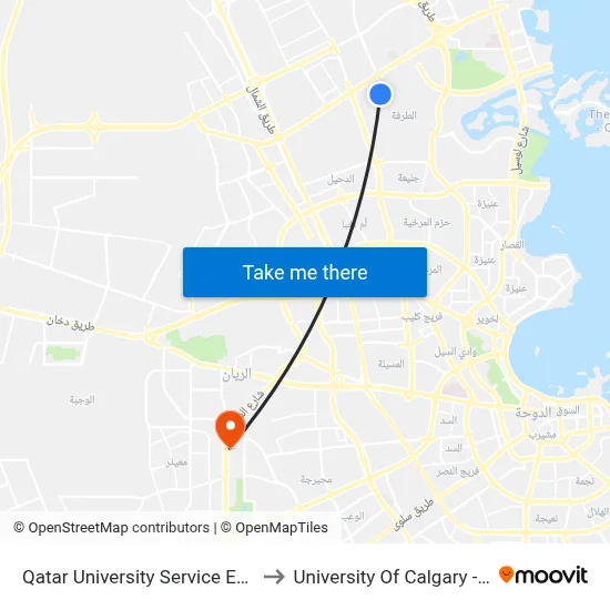 Qatar University Service Entrance to University of Calgary - Qatar map