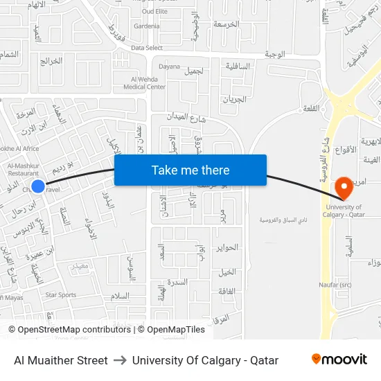 Al Muaither Street to University of Calgary - Qatar map