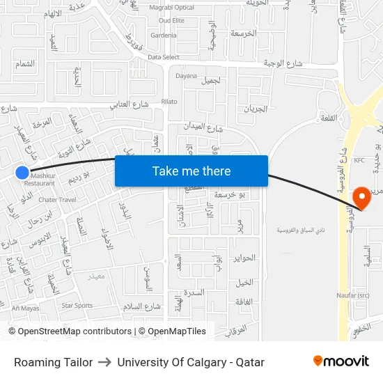 Roaming Tailor to University of Calgary - Qatar map