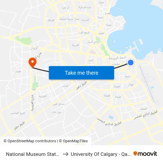 National Museum Station to University of Calgary - Qatar map