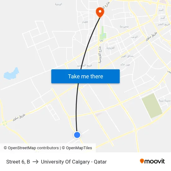 Street 6, B to University of Calgary - Qatar map