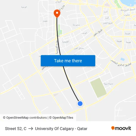 Street 52, C to University of Calgary - Qatar map