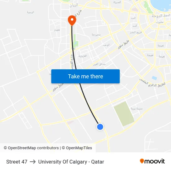 Street 47 to University of Calgary - Qatar map