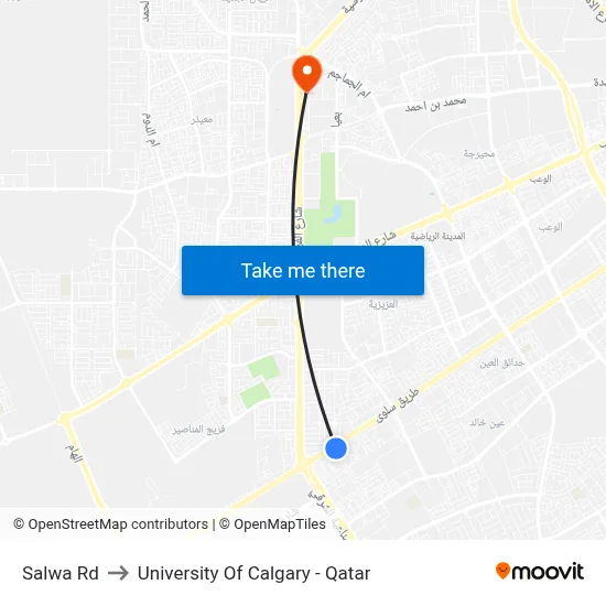 Salwa Road to University of Calgary - Qatar map