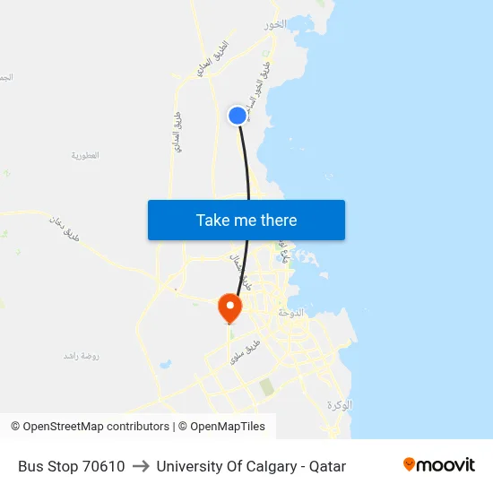 Bus Stop 70610 to University of Calgary - Qatar map