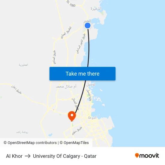 Al Khor to University of Calgary - Qatar map