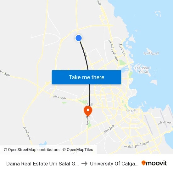 Daina Real Estate Um Salal Gate Complex to University of Calgary - Qatar map