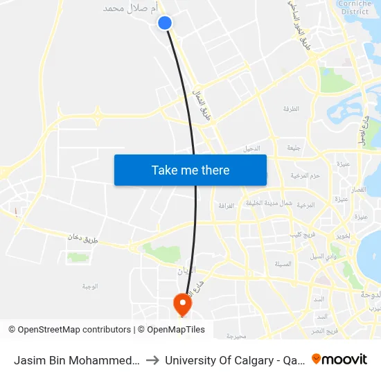 Jasim Bin Mohammed Street to University of Calgary - Qatar map