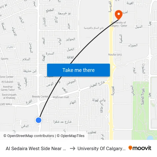 Al Sedaira West Side Near Al Defi St to University of Calgary - Qatar map