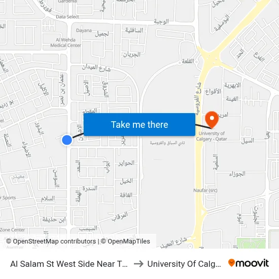 Al Salam Street West Side Near Thabit Bin Anas to University of Calgary - Qatar map