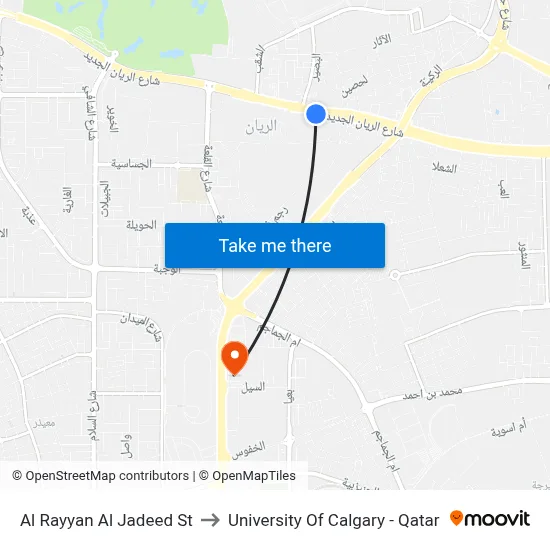 Al Rayyan Al Jadeed St to University of Calgary - Qatar map