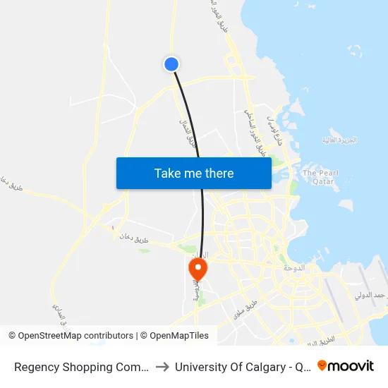 Regency Shopping Complex to University of Calgary - Qatar map