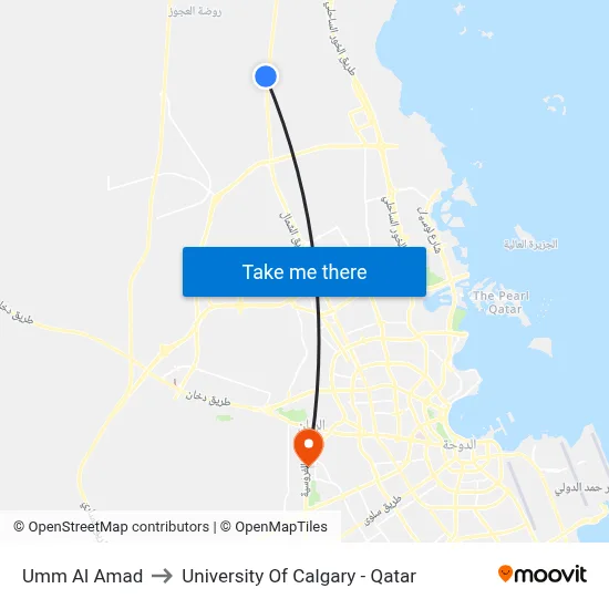 Umm Al Amad to University of Calgary - Qatar map