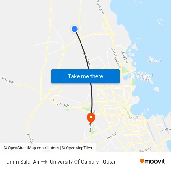 Umm Salal Ali to University of Calgary - Qatar map