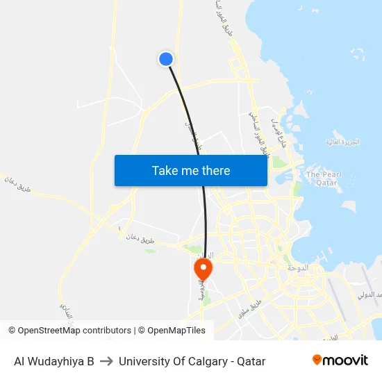 Al Wudayhiya B to University of Calgary - Qatar map