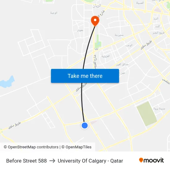 Before Street 588 to University of Calgary - Qatar map