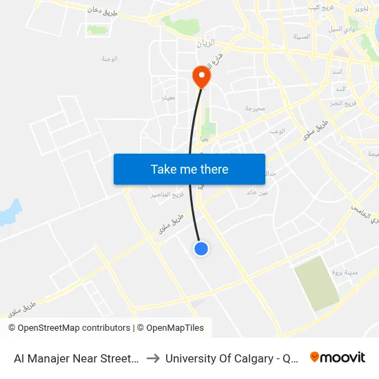 Al Manajer Near Street 12 to University of Calgary - Qatar map