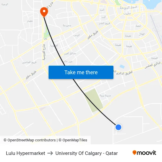 Lulu Hypermarket to University of Calgary - Qatar map