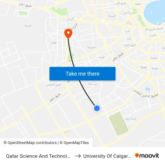 Qatar Science And Technology School to University of Calgary - Qatar map