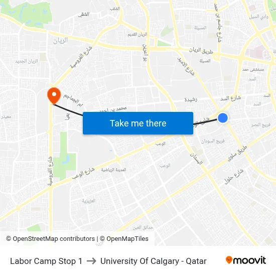 Labor Camp Stop 1 to University of Calgary - Qatar map