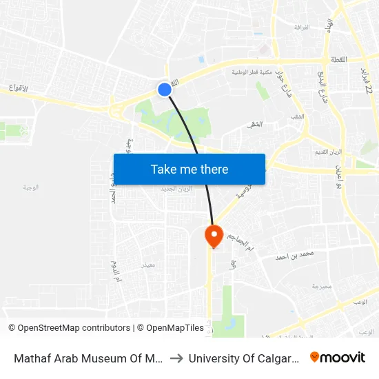 Mathaf Arab Museum Of Modern Art to University of Calgary - Qatar map