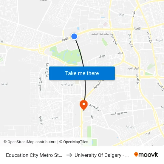 Education City Metro Station to University of Calgary - Qatar map