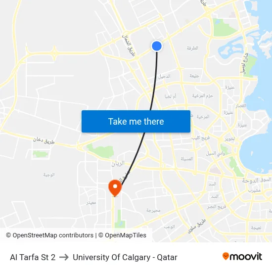 Al Tarfa St 2 to University of Calgary - Qatar map