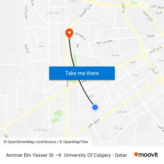 Ammar Bin Yasser Street to University of Calgary - Qatar map