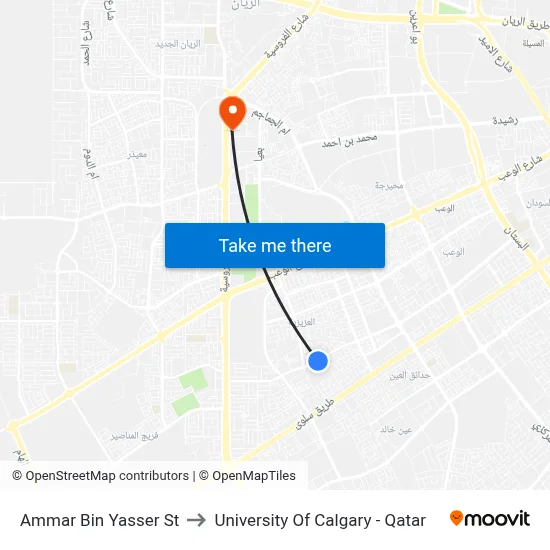 Ammar Bin Yasser Street to University of Calgary - Qatar map