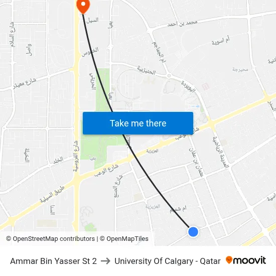Ammar Bin Yasser Street 2 to University of Calgary - Qatar map