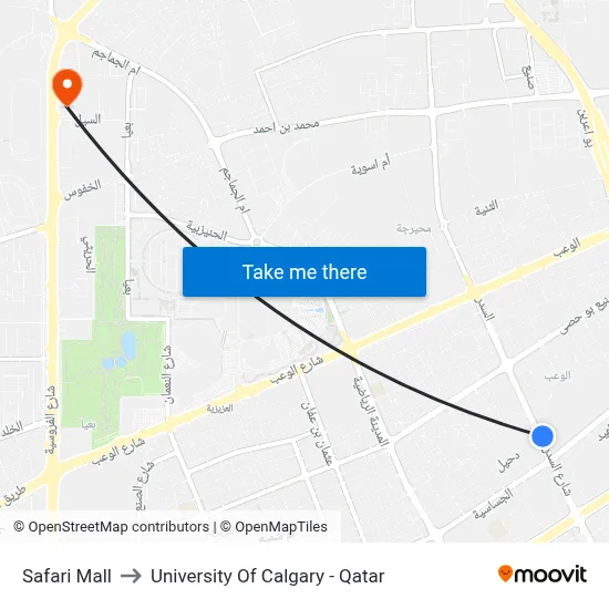 Safari Mall to University of Calgary - Qatar map