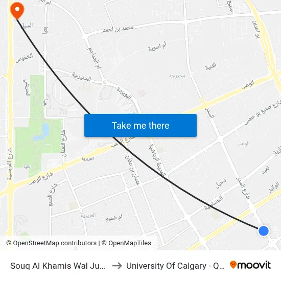 Souq Al Khamis Wal Jumaa to University of Calgary - Qatar map
