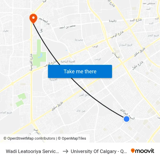 Wadi Leatooriya Service Street to University of Calgary - Qatar map