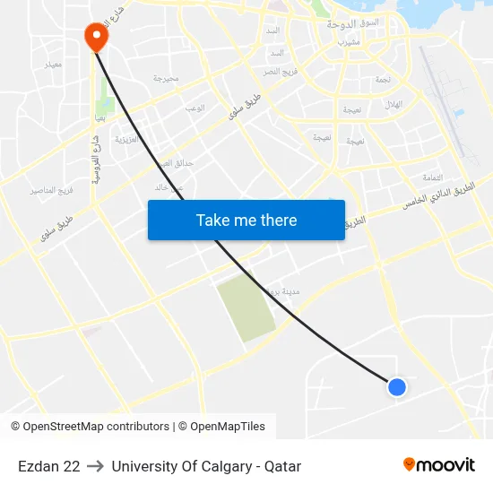 Ezdan 22 to University of Calgary - Qatar map