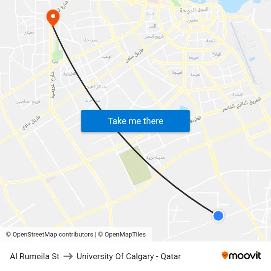 Al Rumeila Street to University of Calgary - Qatar map