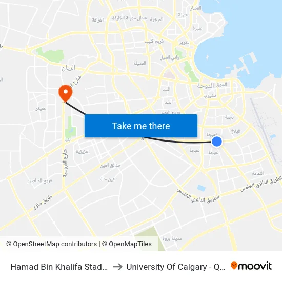Hamad Bin Khalifa Stadium to University of Calgary - Qatar map
