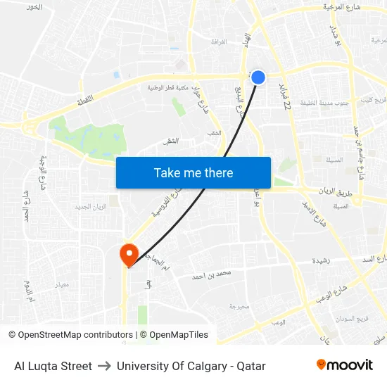 Al Luqta Street to University of Calgary - Qatar map