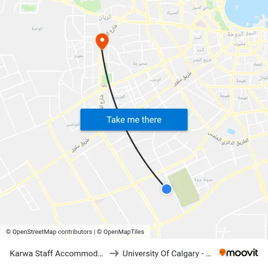 Karwa Staff Accommodation to University of Calgary - Qatar map