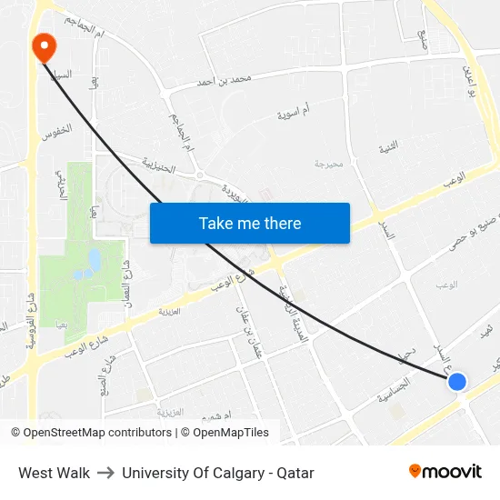West Walk to University of Calgary - Qatar map