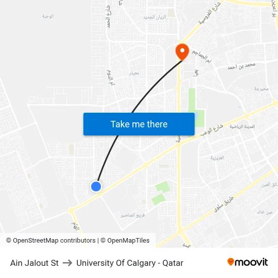 Ain Jalout Street to University of Calgary - Qatar map