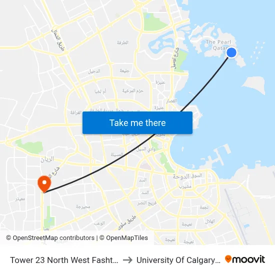 Tower 23 North West Fasht Al Ghabi to University of Calgary - Qatar map