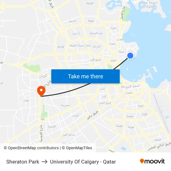 Sheraton Park to University of Calgary - Qatar map