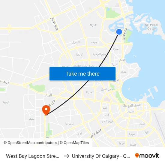 West Bay Lagoon Street 5 to University of Calgary - Qatar map