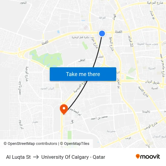 Al Luqta Street to University of Calgary - Qatar map