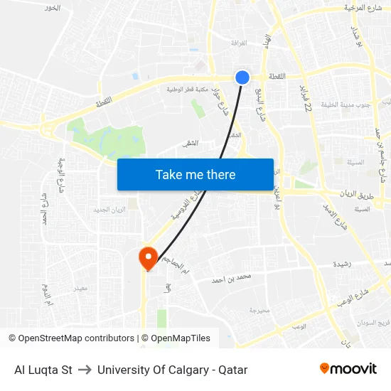 Al Luqta Street to University of Calgary - Qatar map