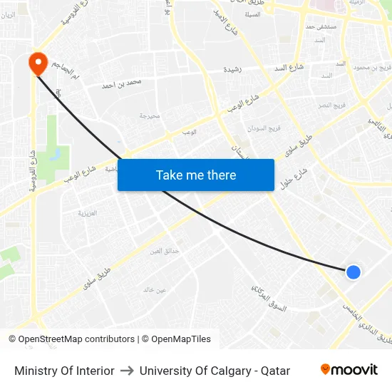 Ministry Of Interior to University of Calgary - Qatar map