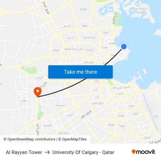 Al Rayyan Tower to University of Calgary - Qatar map