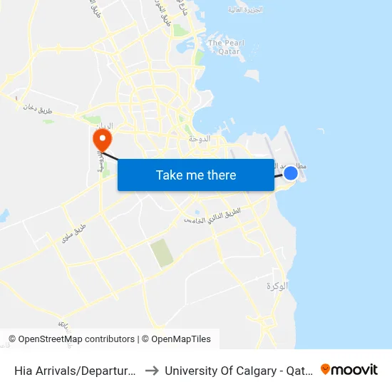 Hia Arrivals/Departures to University of Calgary - Qatar map