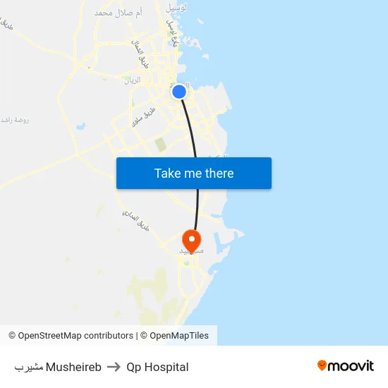 مشيرب Musheireb to Qp Hospital map